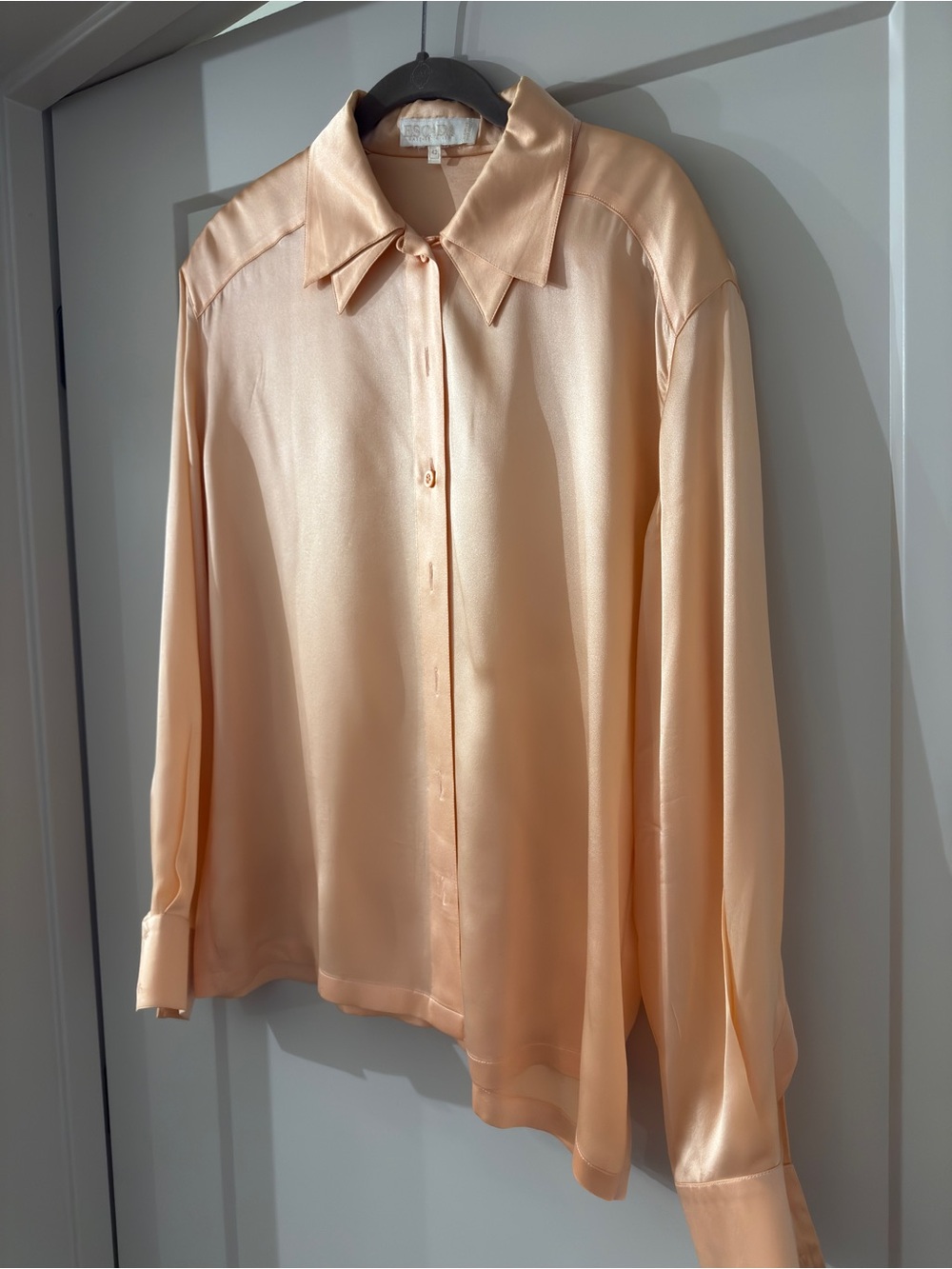 Escada by Margaretha Ley Silky Peach Button-Up Blouse